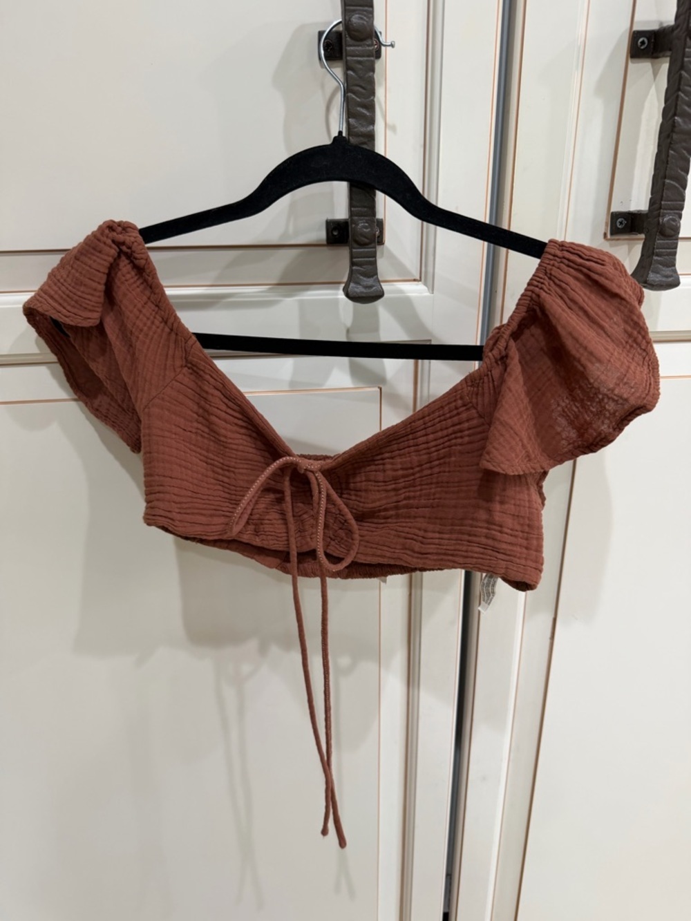 NWT Anthropologie Daily Practice The Jerry Cinched Crop Top Brown (123) - Picture 2 of 5